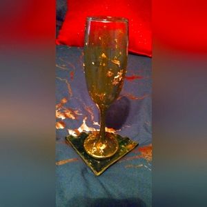 And beautiful wine glass and coaster